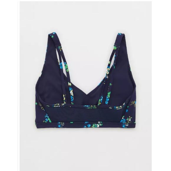 Offline By Aerie Goals Royal Navy Floral Plunge Sports Bra Size Medium - Picture 4 of 13